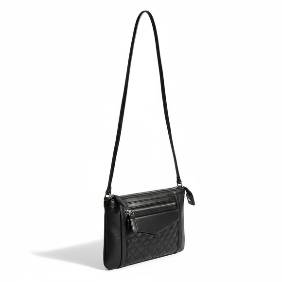 Handbags - Elegant Black Quilted Crossbody Bag